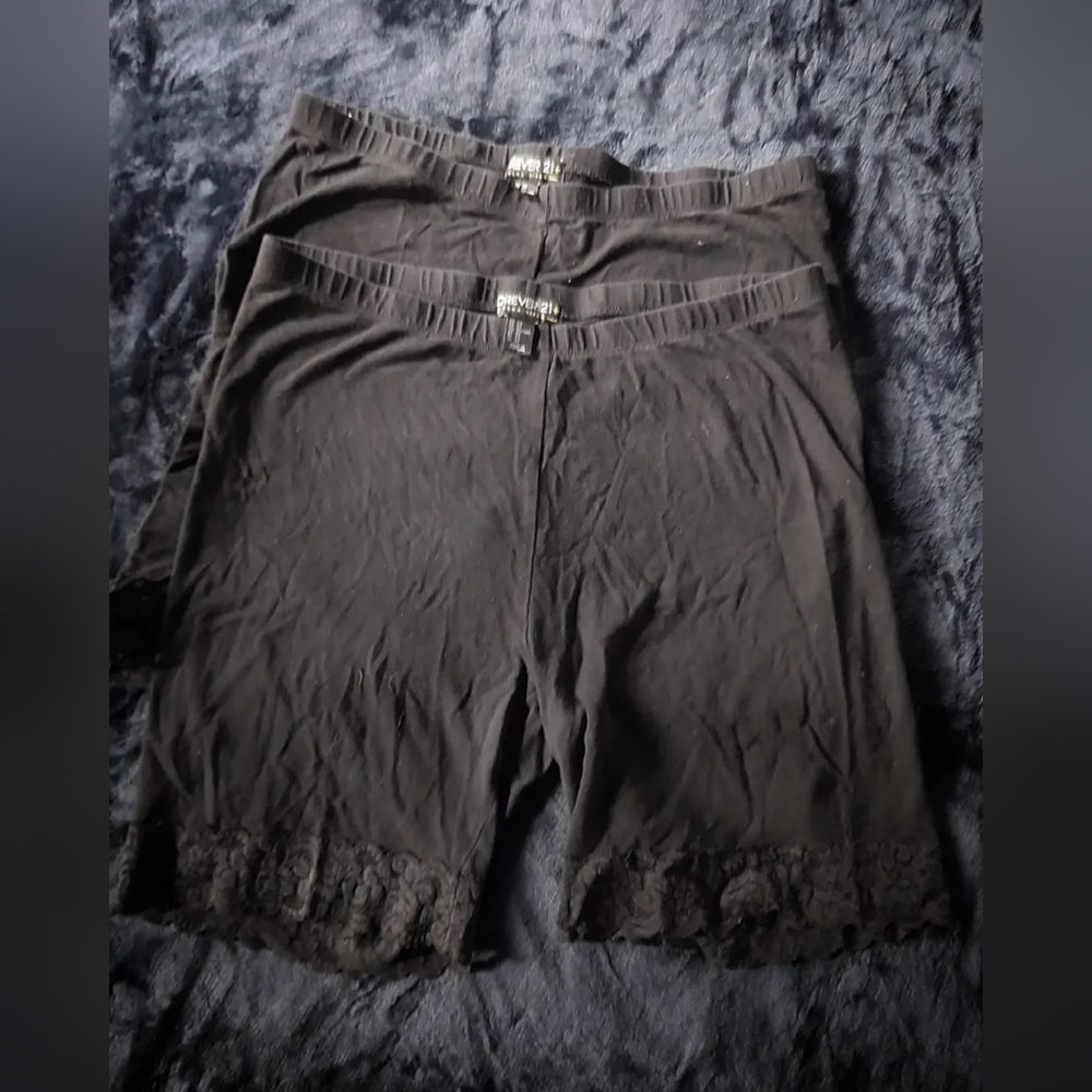 Forever 21 Black Lace Biker Shorts Plus 2XL 2 pairs